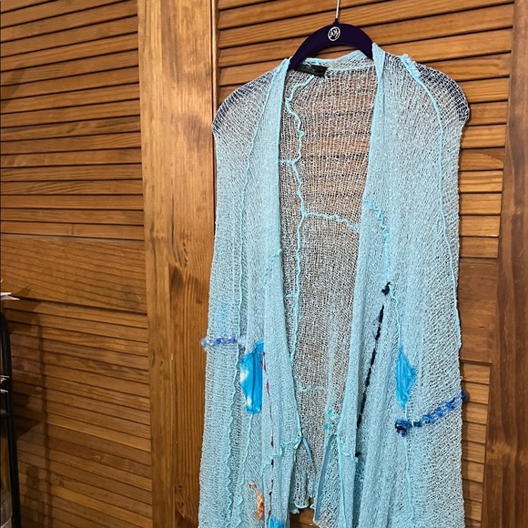 Chic Light Blue Knit Shawl - Picture 1 of 3